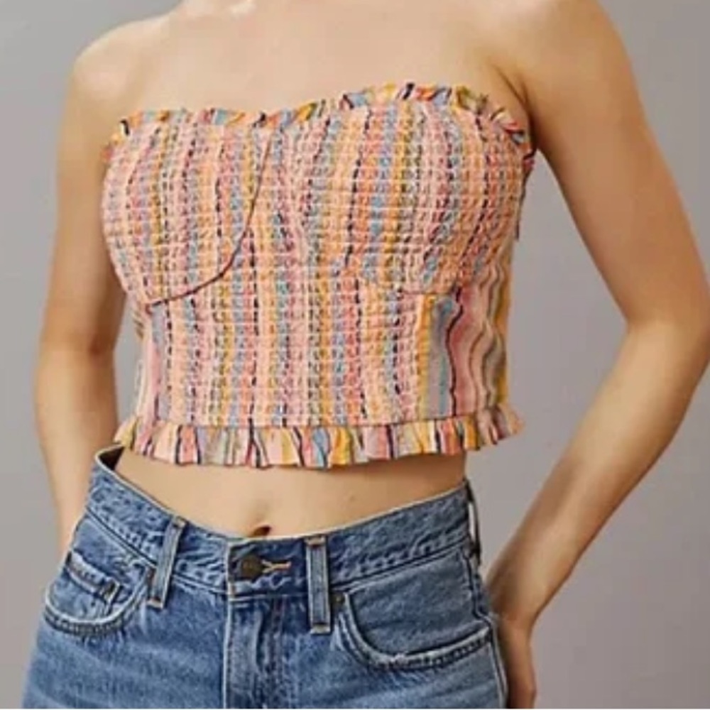 Pilcro | rainbow smocked tube top